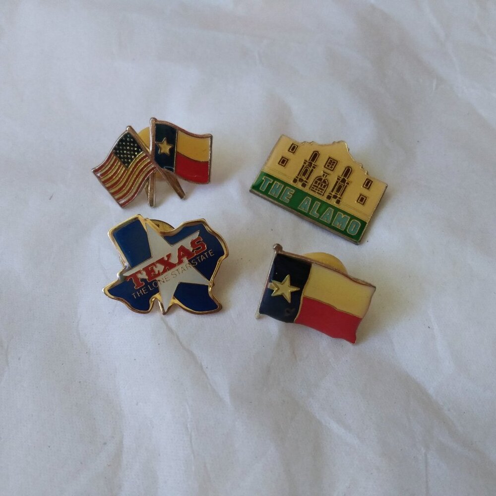 Vintage Texas Alamo USA Lapel Hat Pins Lot of 4